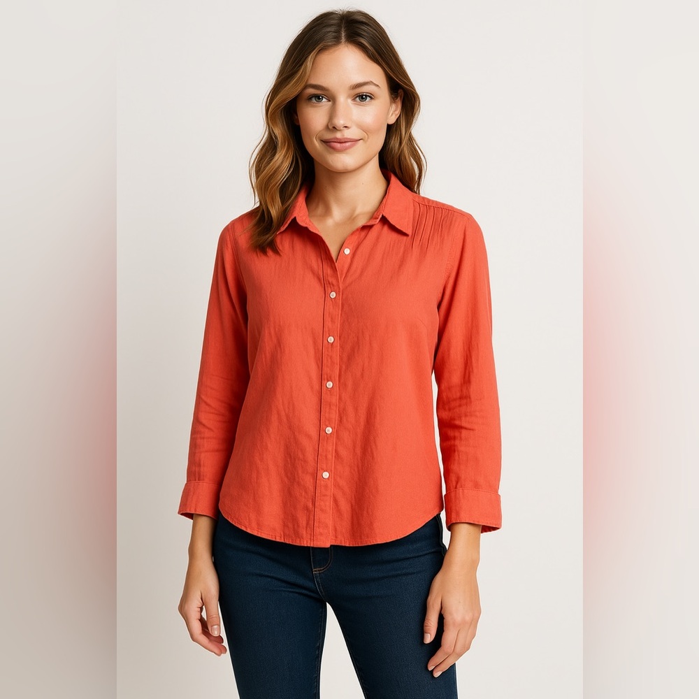 Talbots Orange Button-Down Shirt